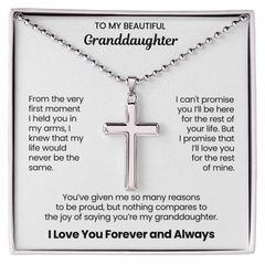 Granddaughter Cross Necklace with Ball Chain