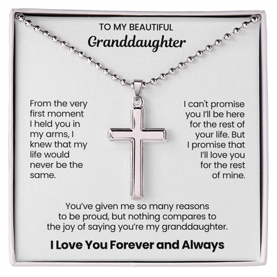 Granddaughter Cross Necklace with Ball Chain