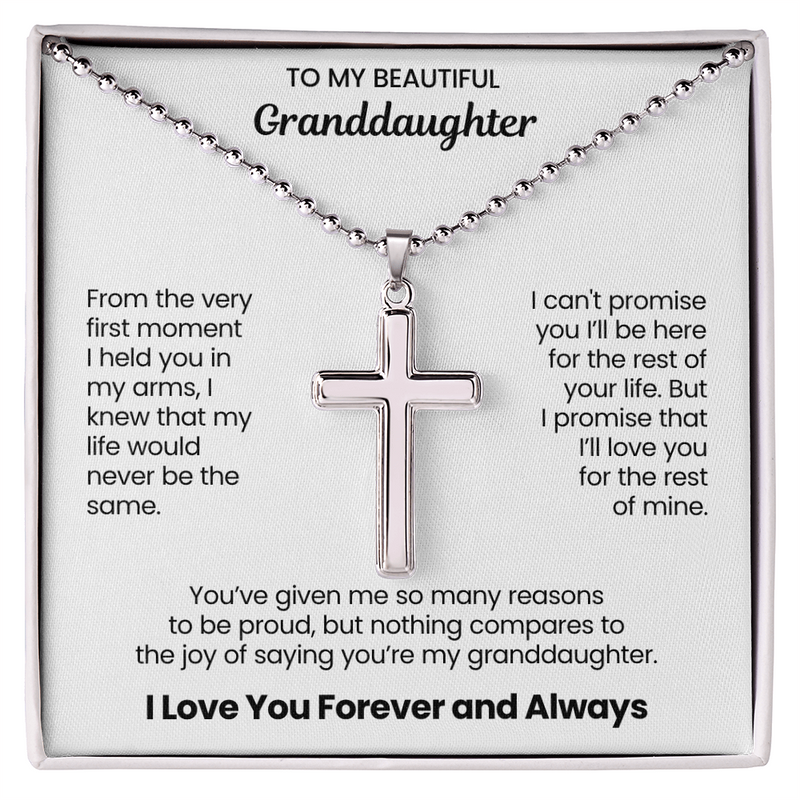 Granddaughter Cross Necklace with Ball Chain