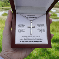 Granddaughter Cross Necklace with Ball Chain