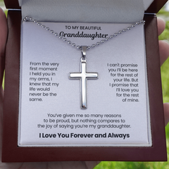 Granddaughter Cross Necklace with Ball Chain