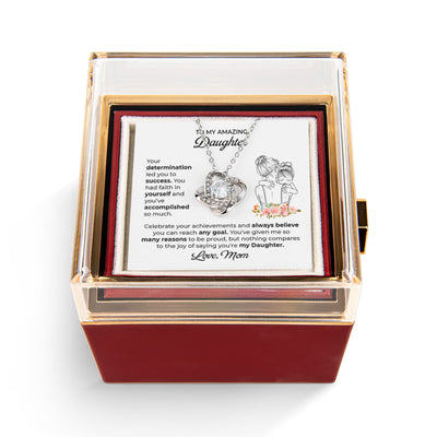 Love Knot Necklace with Rotating Rose Gift Box - TEST 091525