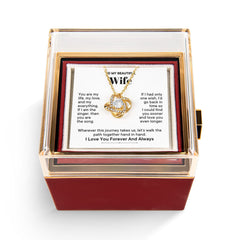 Love Knot Necklace with Rotating Rose Gift Box W1